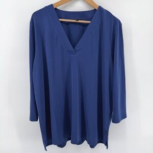 Banana Republic Blue V Neck Three Quarter Sleeve Tunic Top XL